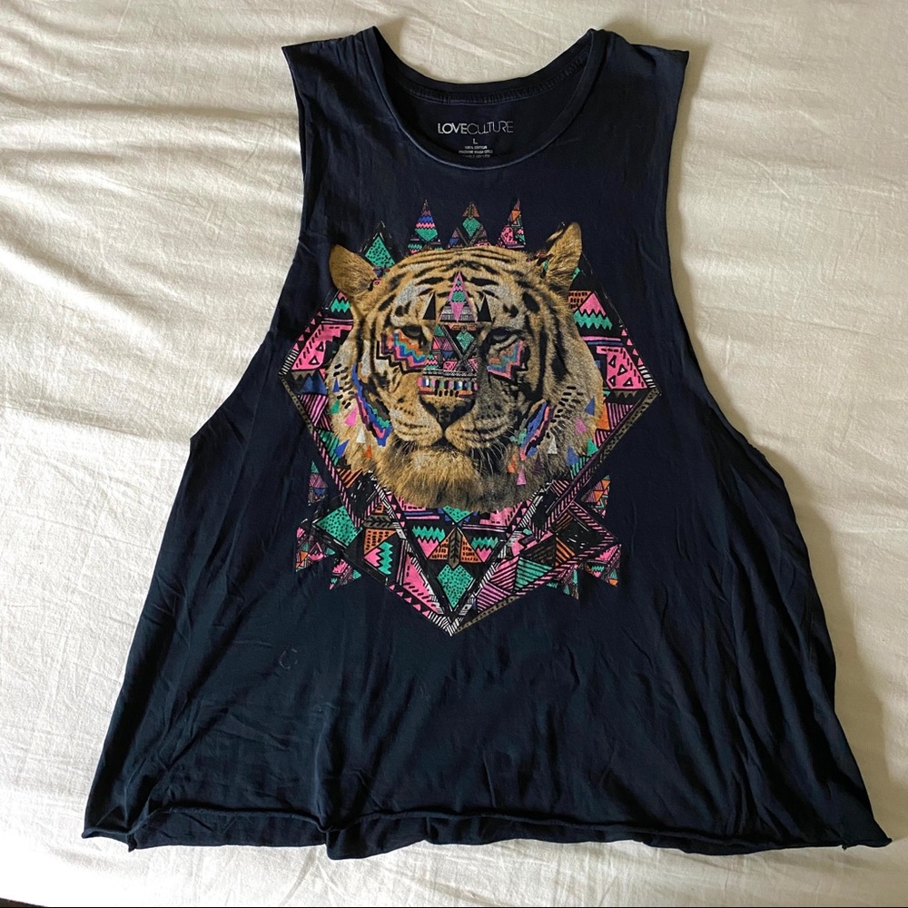 Black Tiger Tribal Muscle Tank - Large